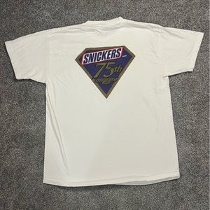 Vintage Y2K snickers shirt mens‎ large white shirt sleeve 75th anniversary Hanes
